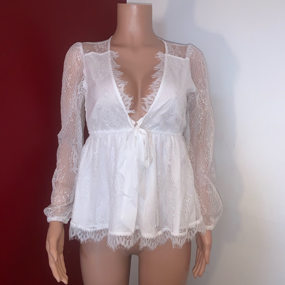 Women’s Cezele Tie Front Lace Detail Top
